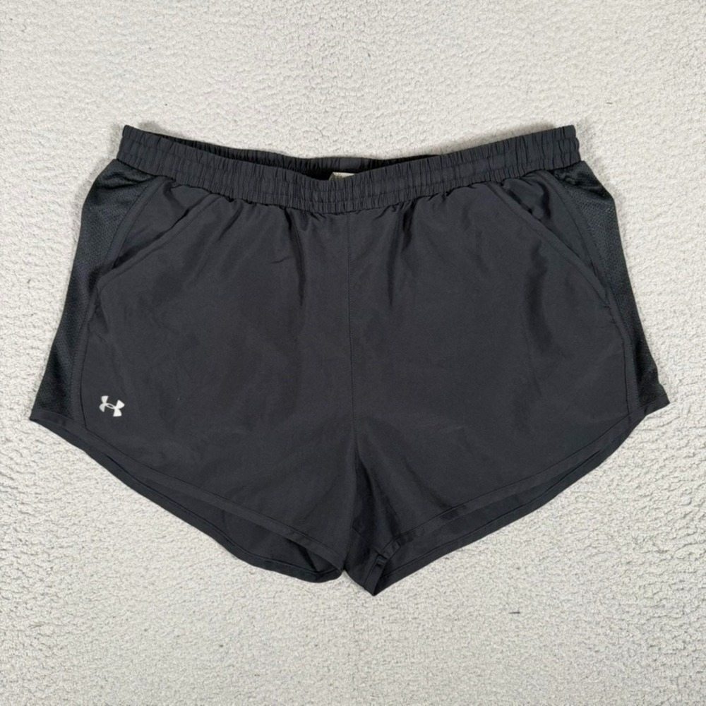 Under Armour Shorts Mens Large Black Running Brief Lined Elastic Waist Workout